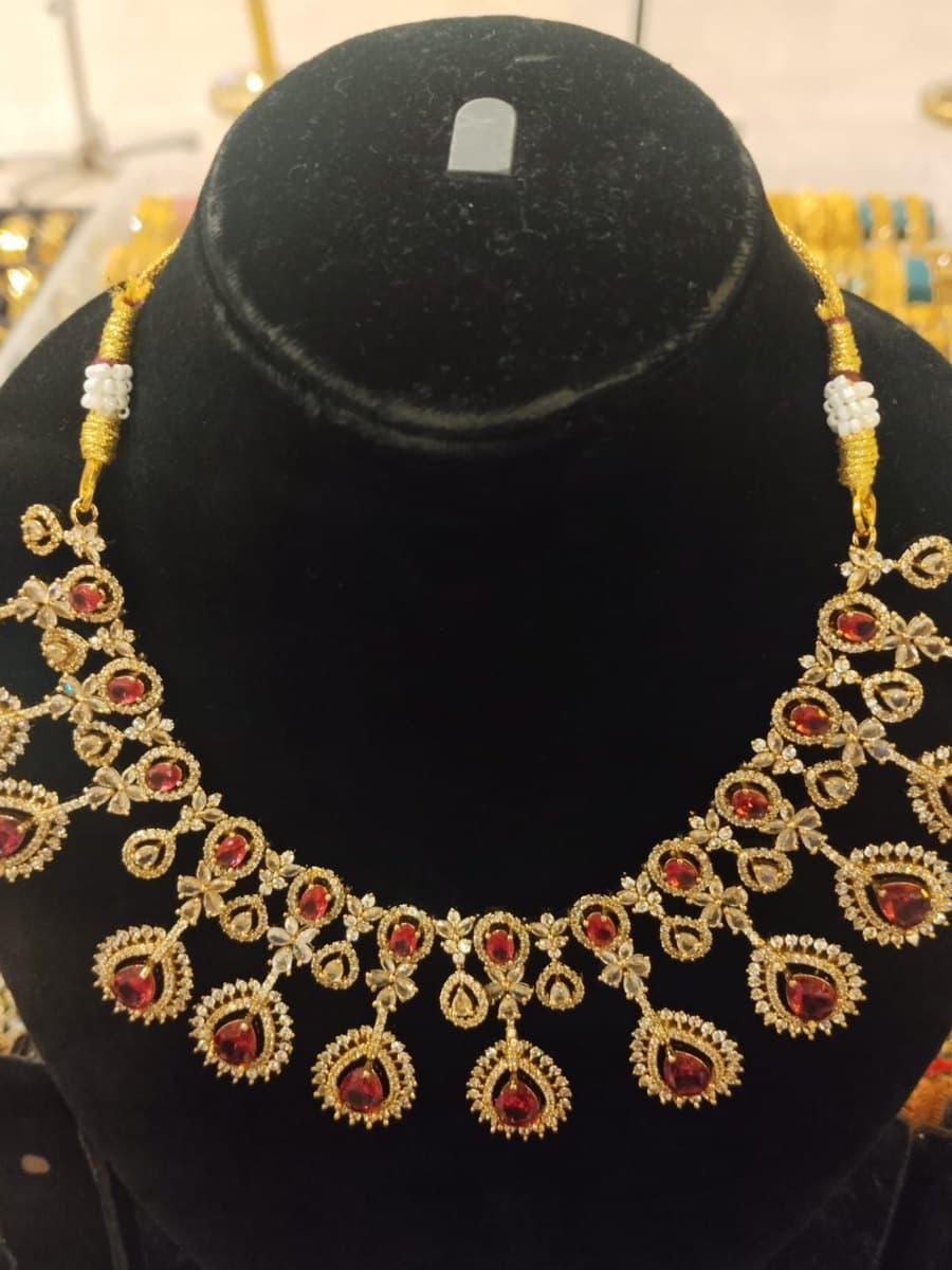 Red & White AD Stone Necklace